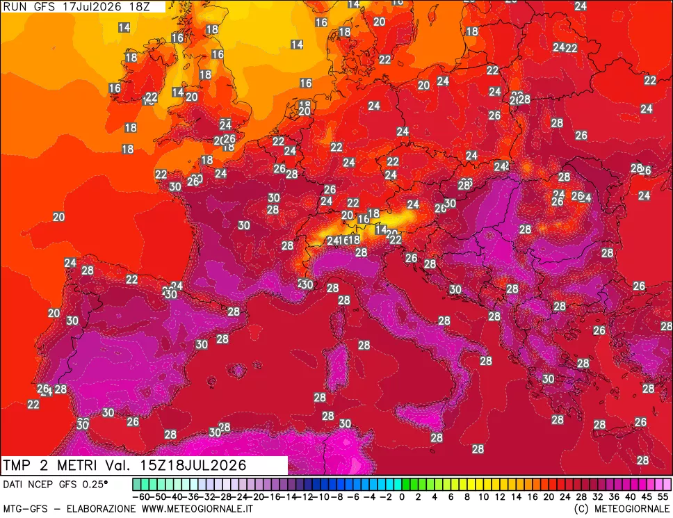 mappa Temp 2 metri