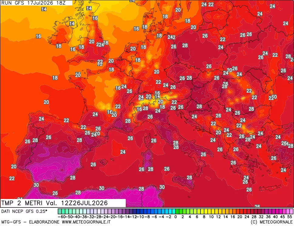 mappa Temp 2 metri