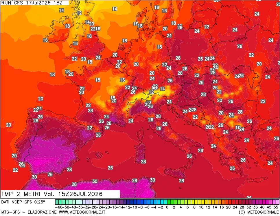 mappa Temp 2 metri