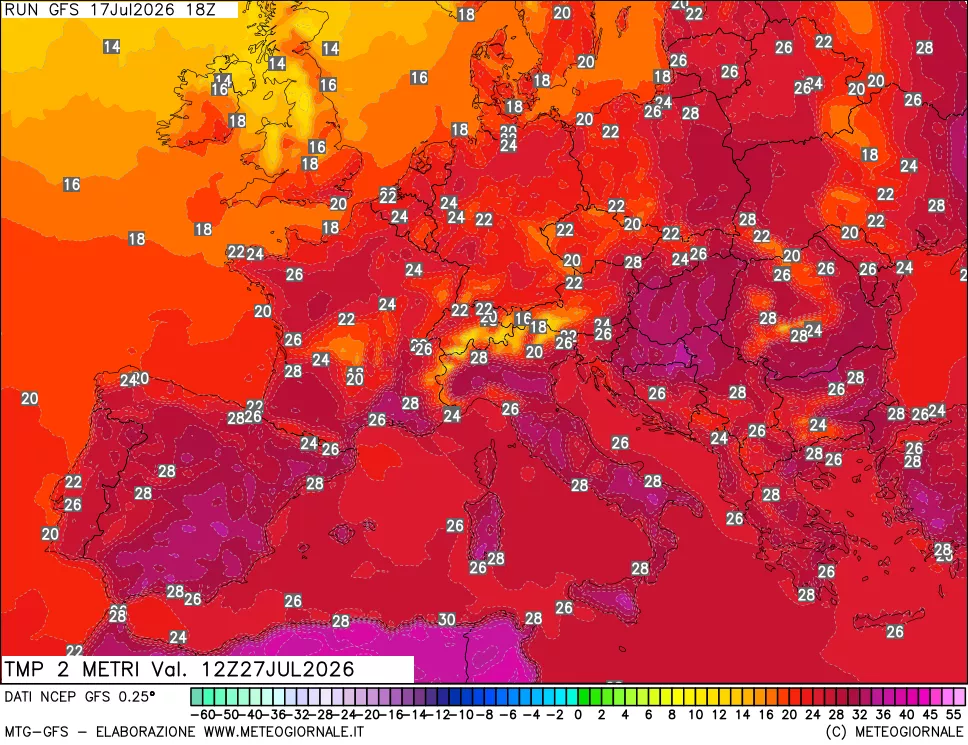 mappa Temp 2 metri