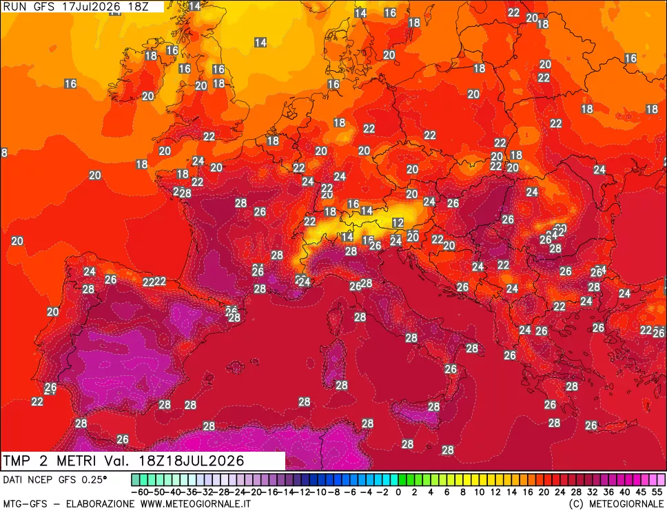 mappa Temp 2 metri