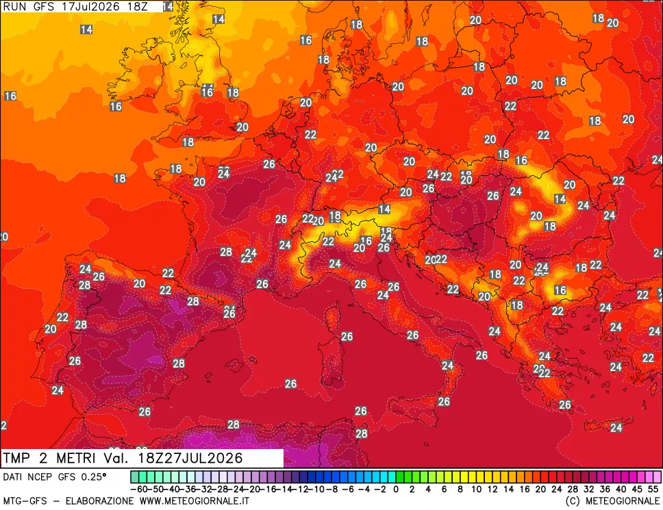 mappa Temp 2 metri