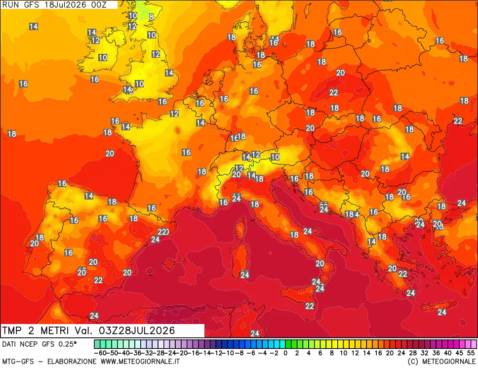 mappa Temp 2 metri