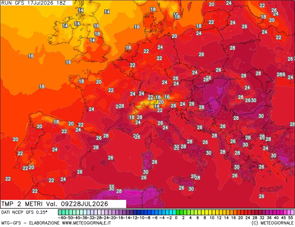 mappa Temp 2 metri