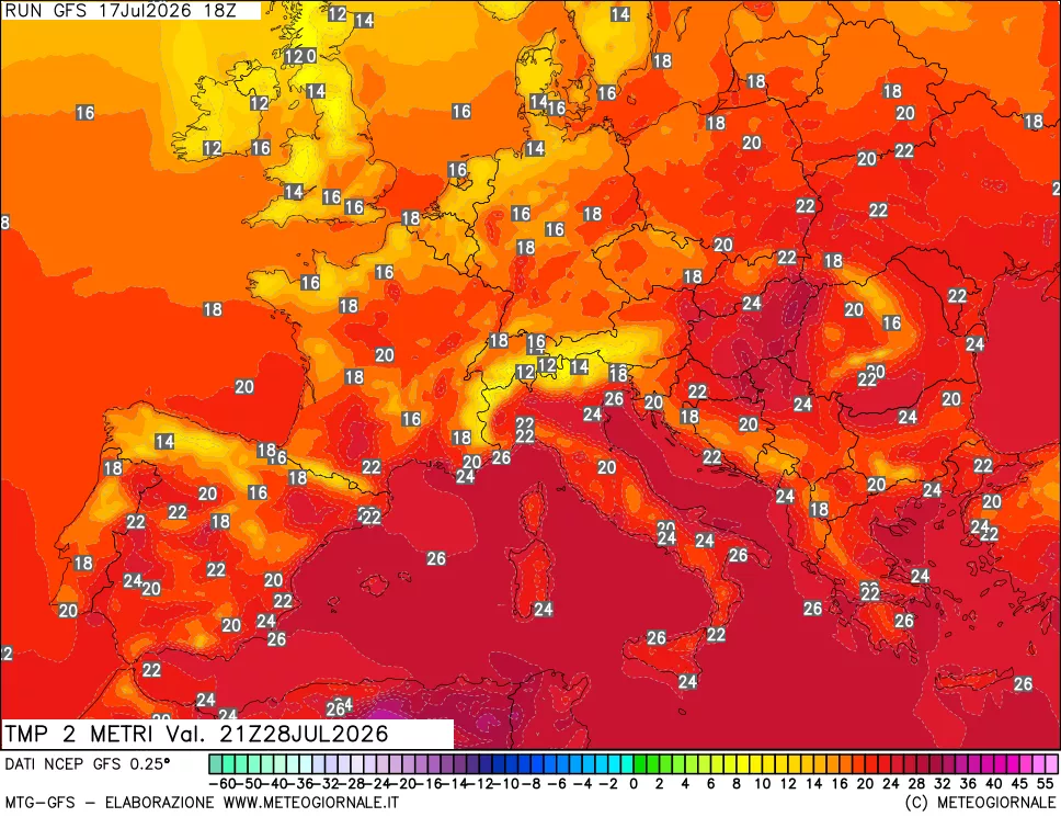 mappa Temp 2 metri