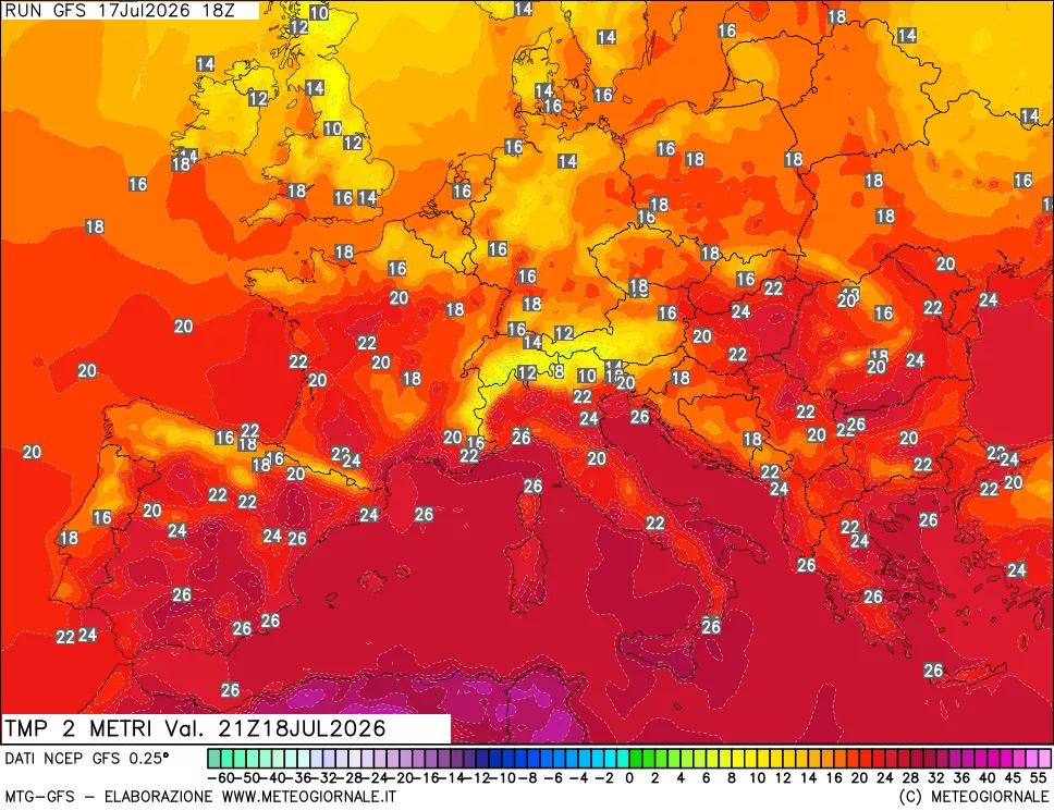 mappa Temp 2 metri