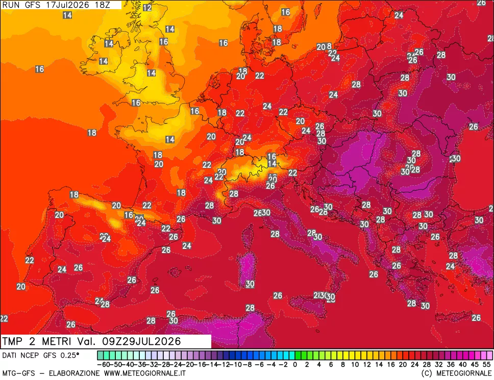 mappa Temp 2 metri