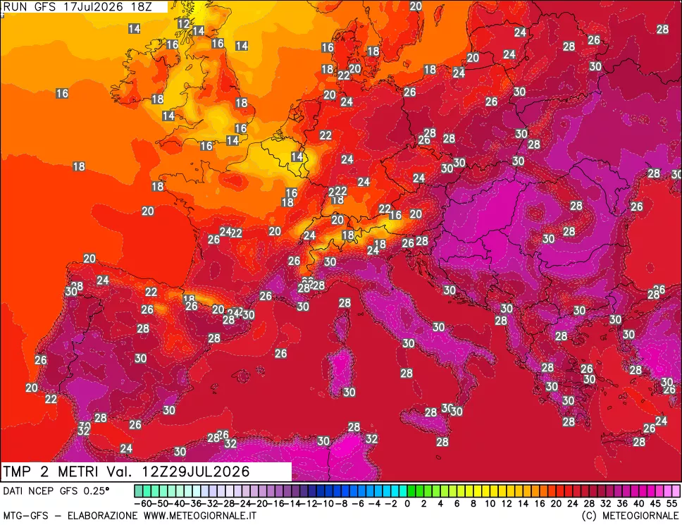 mappa Temp 2 metri