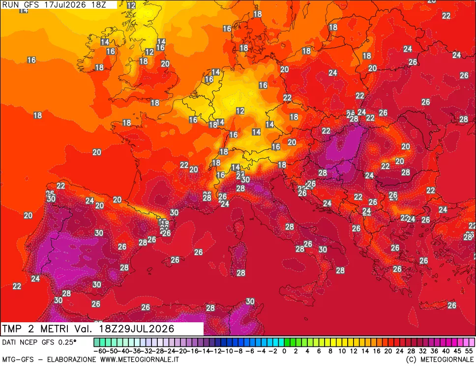 mappa Temp 2 metri