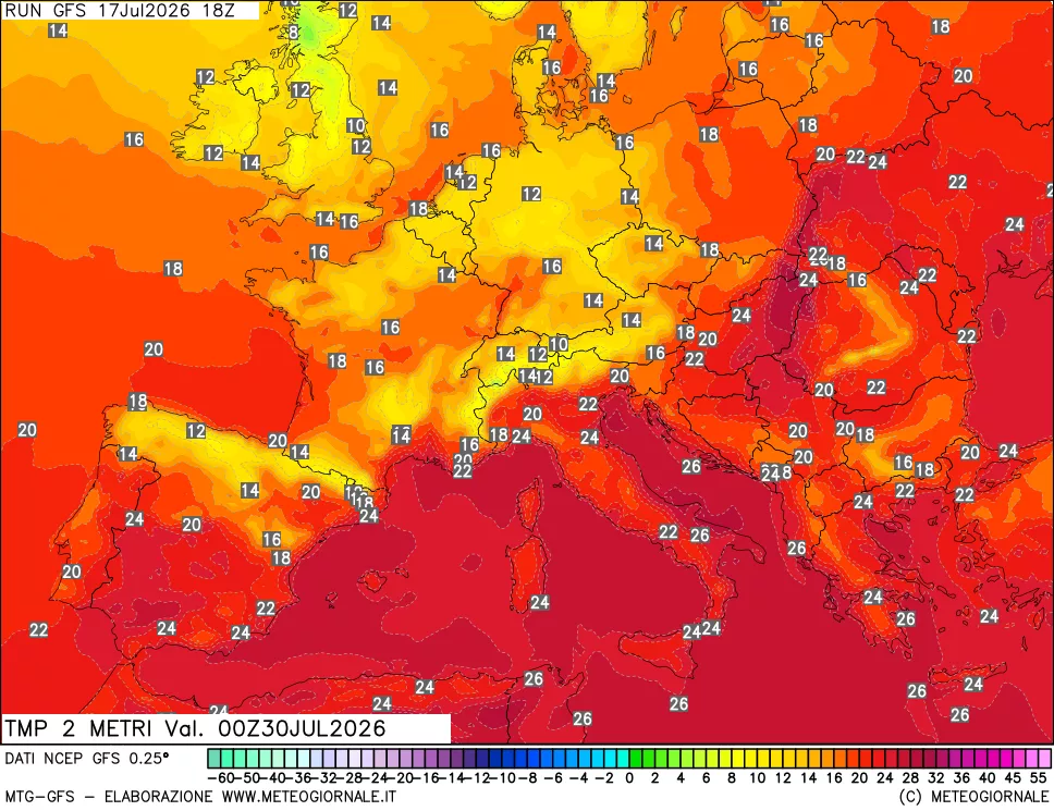 mappa Temp 2 metri