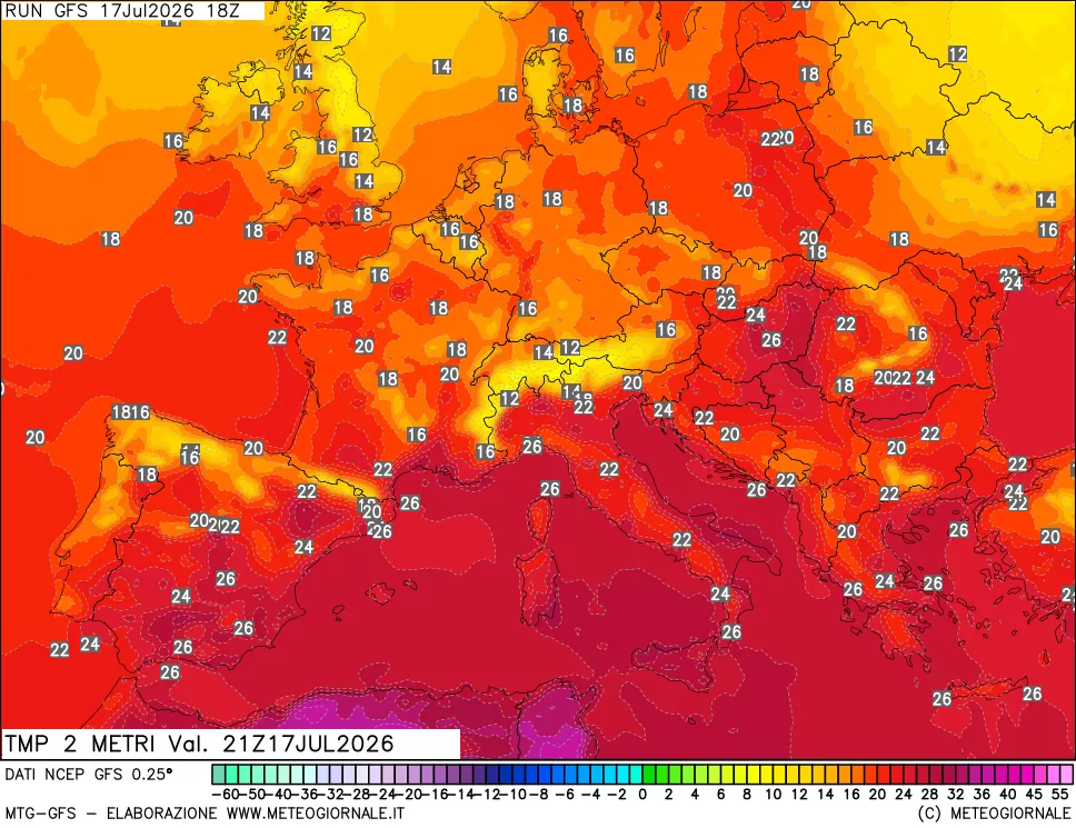 mappa Temp 2 metri