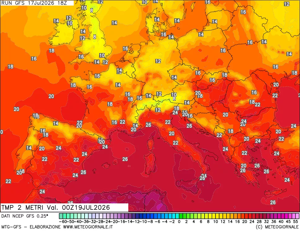 mappa Temp 2 metri