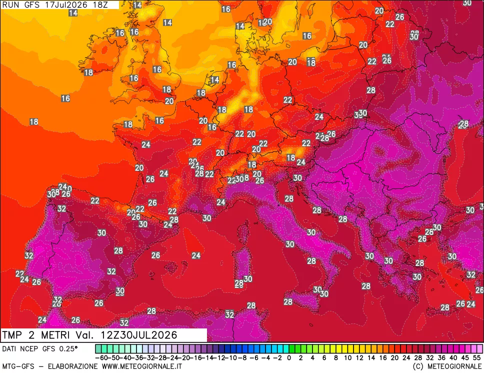 mappa Temp 2 metri