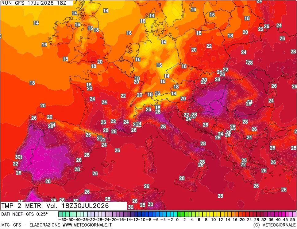 mappa Temp 2 metri