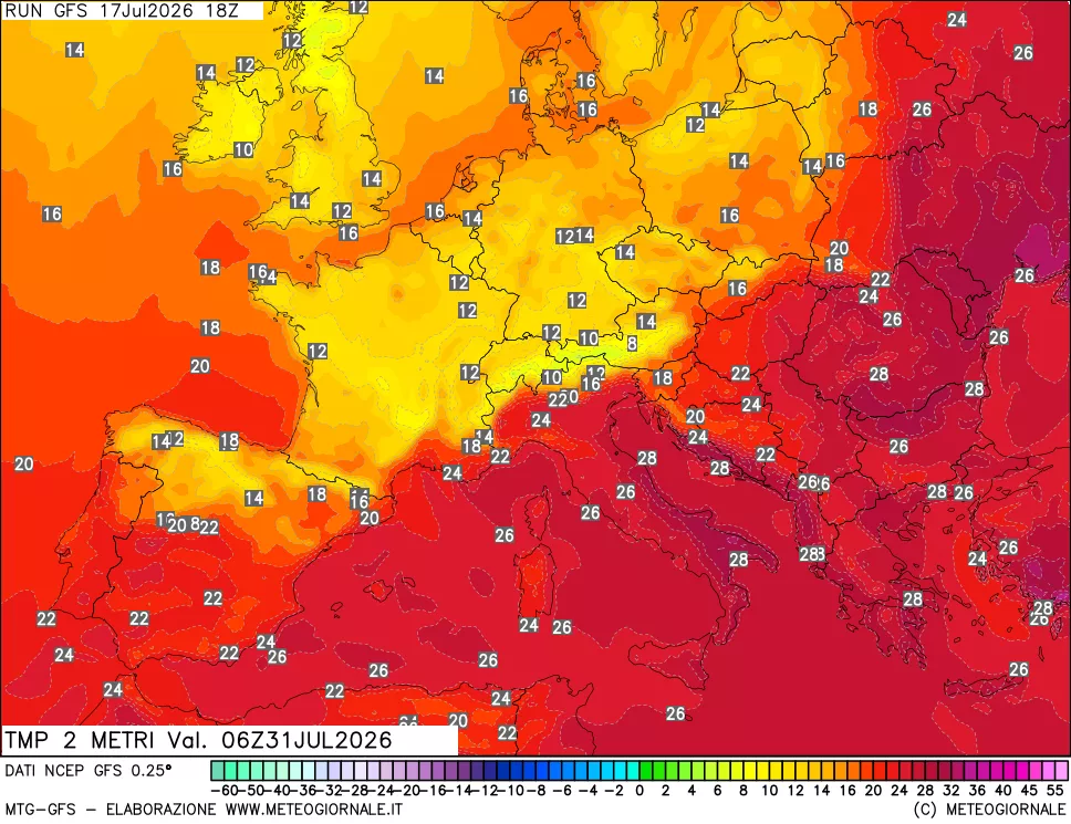 mappa Temp 2 metri