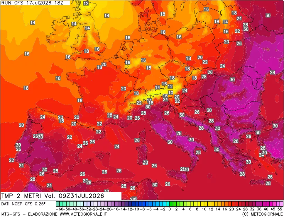 mappa Temp 2 metri