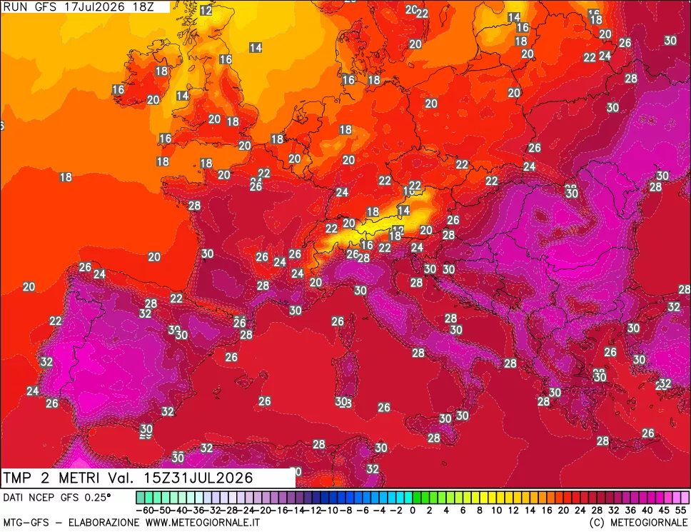 mappa Temp 2 metri