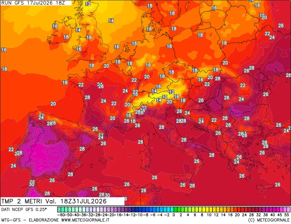 mappa Temp 2 metri