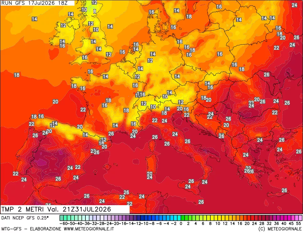 mappa Temp 2 metri