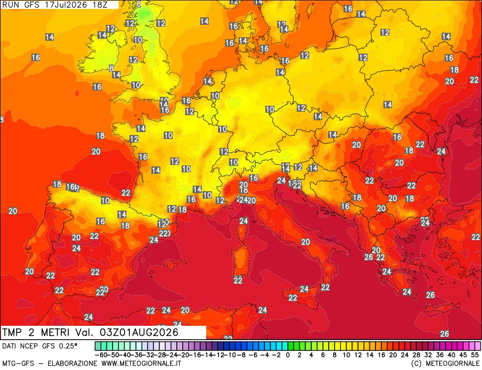 mappa Temp 2 metri