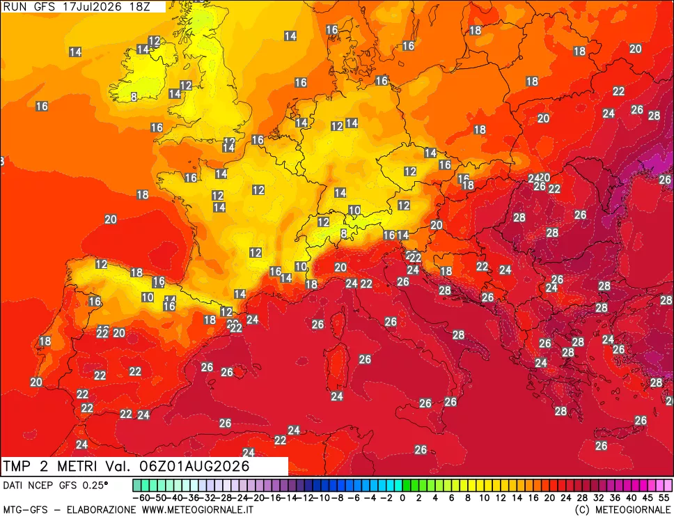 mappa Temp 2 metri