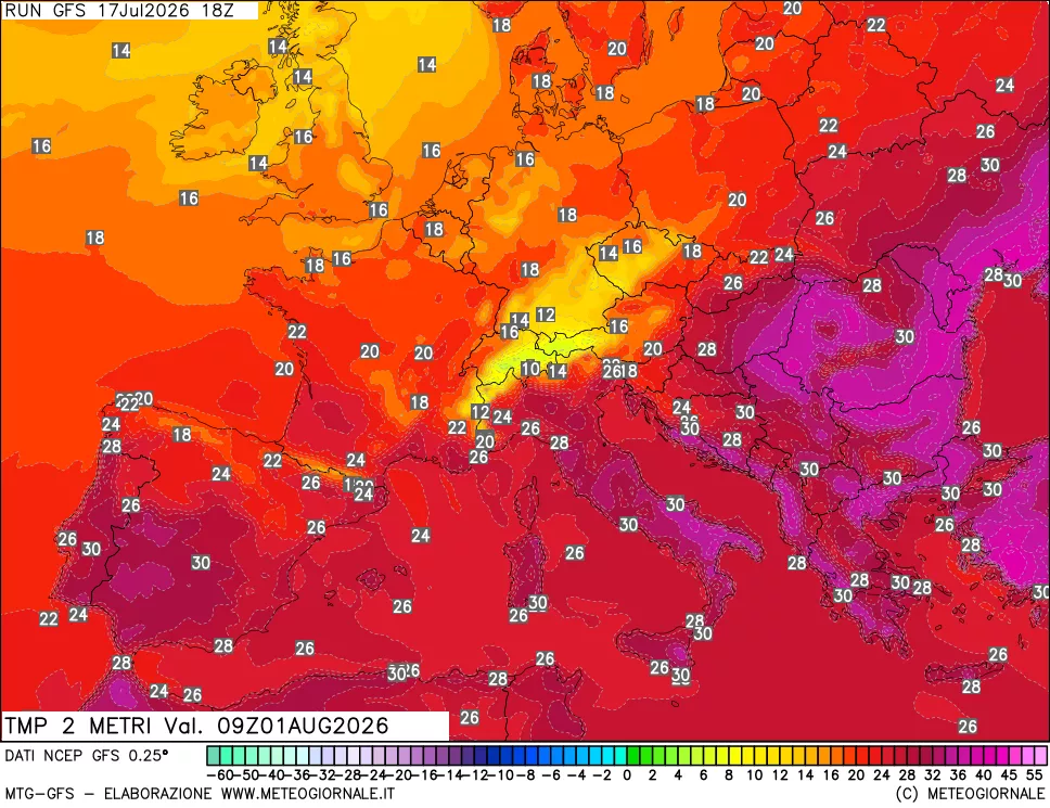 mappa Temp 2 metri