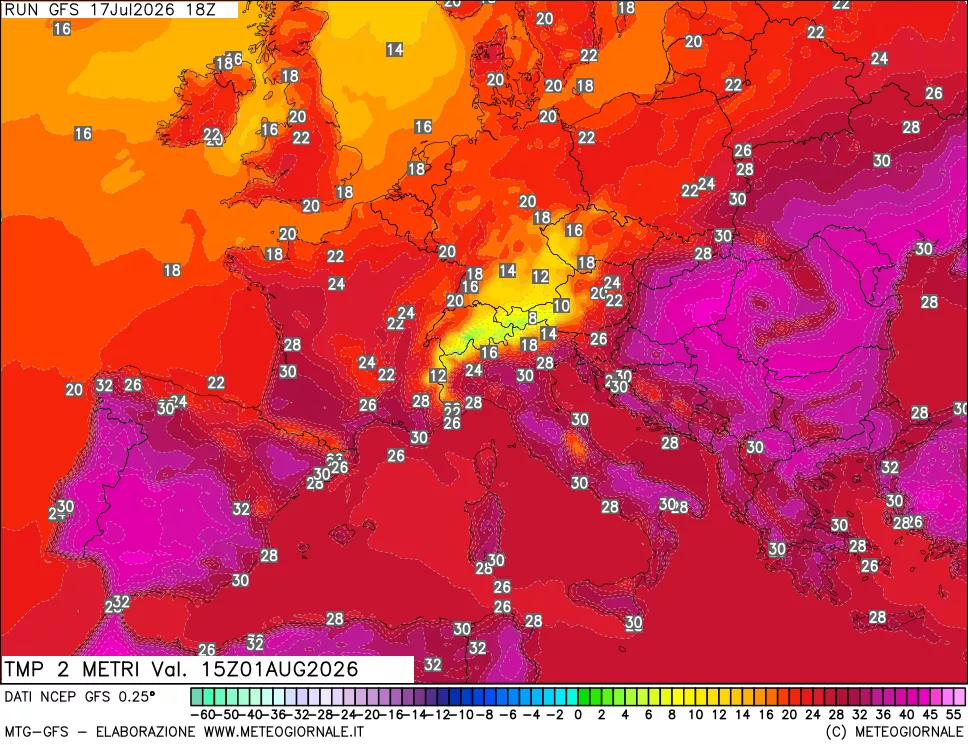 mappa Temp 2 metri