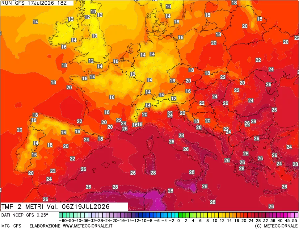 mappa Temp 2 metri
