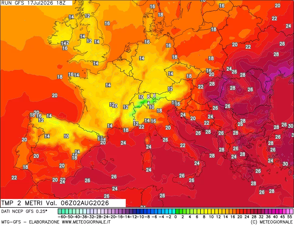 mappa Temp 2 metri