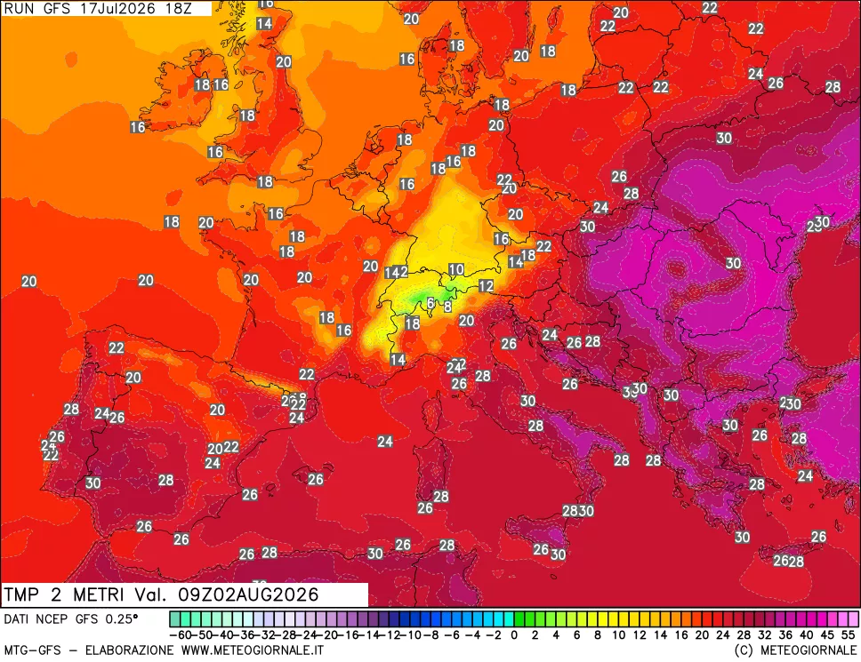 mappa Temp 2 metri