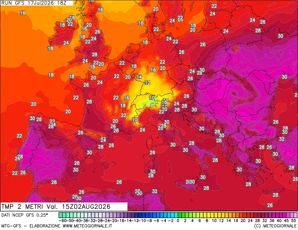 mappa Temp 2 metri