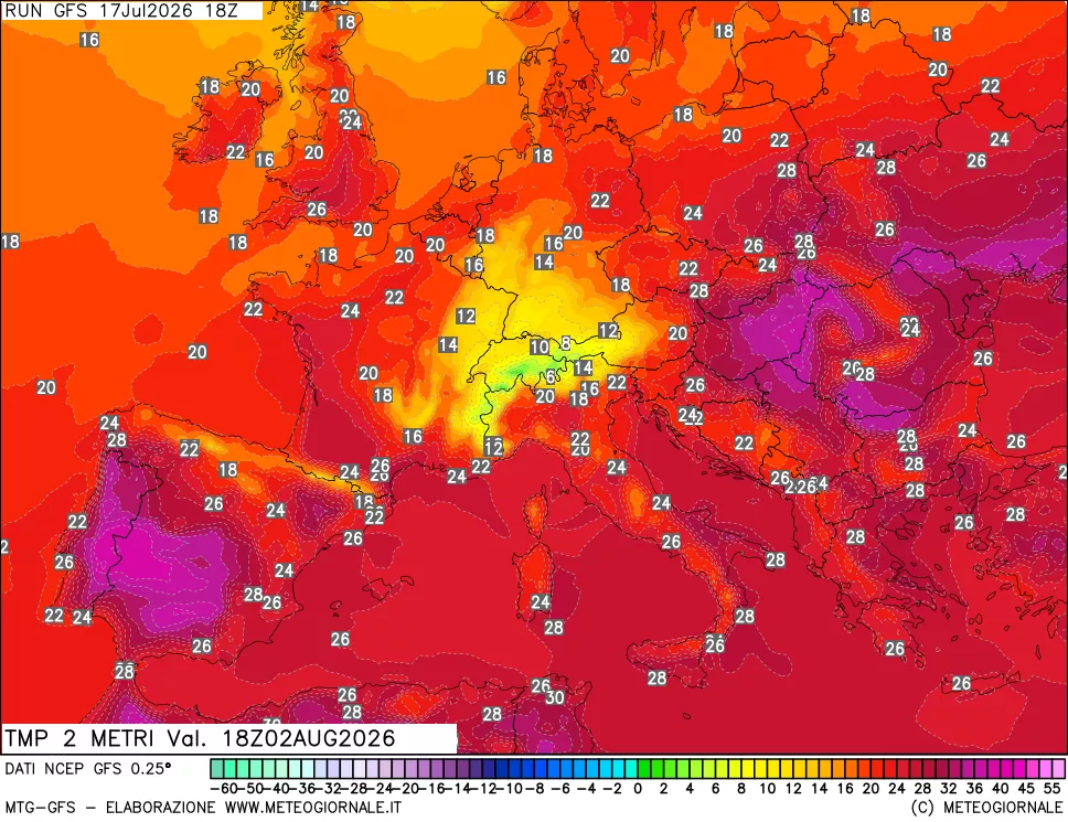 mappa Temp 2 metri