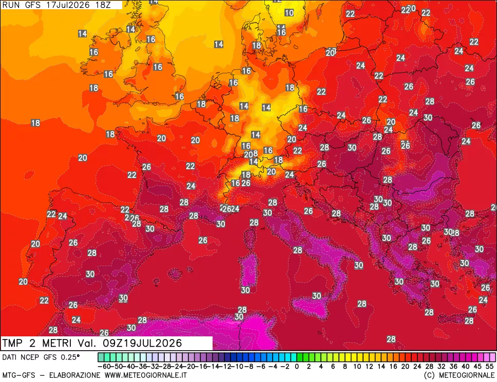 mappa Temp 2 metri
