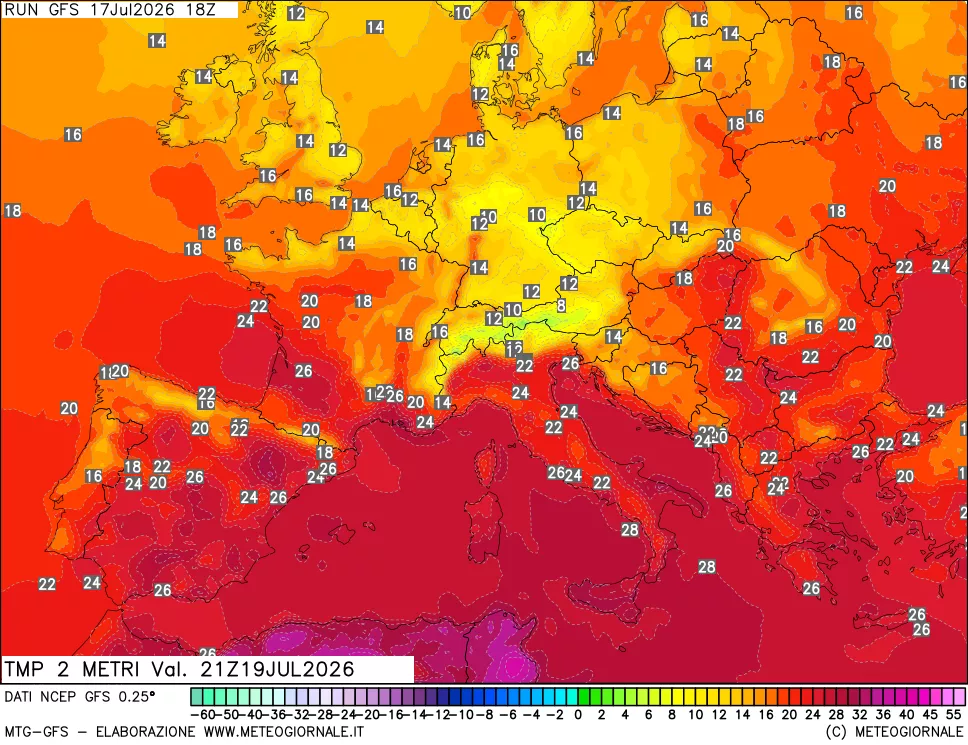 mappa Temp 2 metri