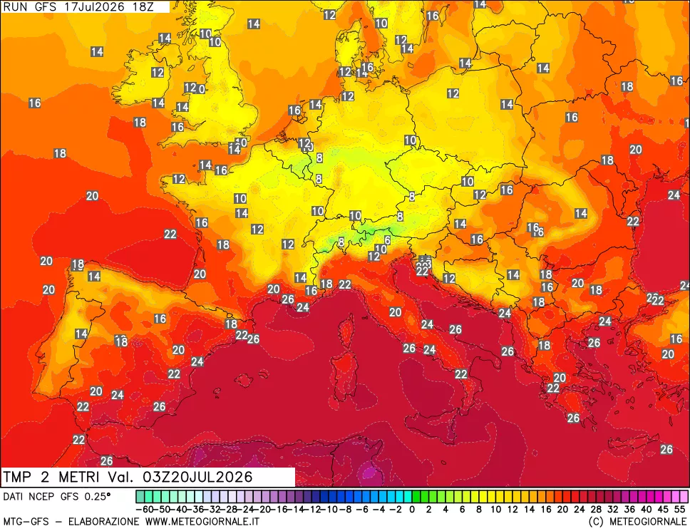 mappa Temp 2 metri