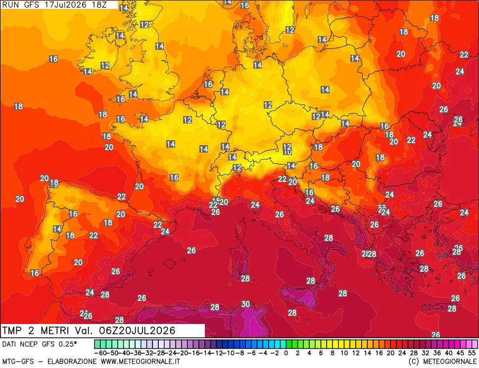 mappa Temp 2 metri