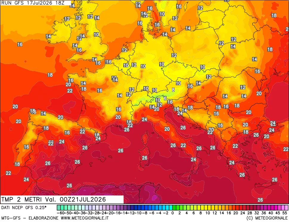 mappa Temp 2 metri