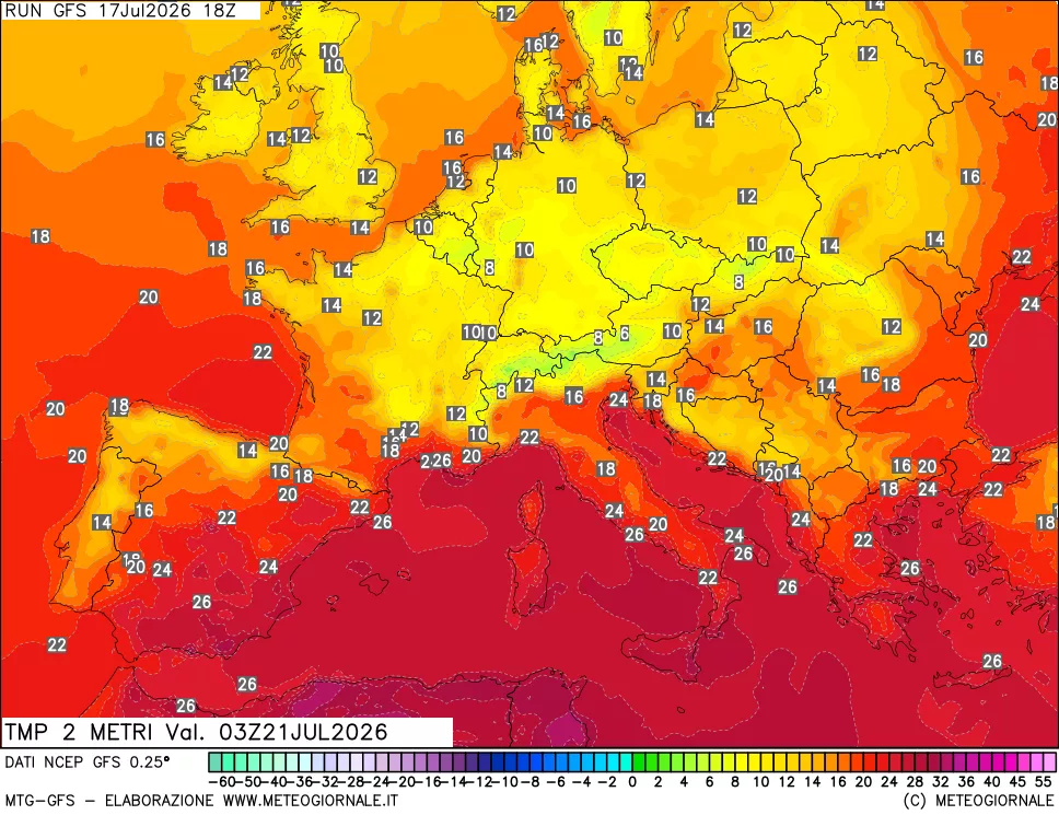 mappa Temp 2 metri