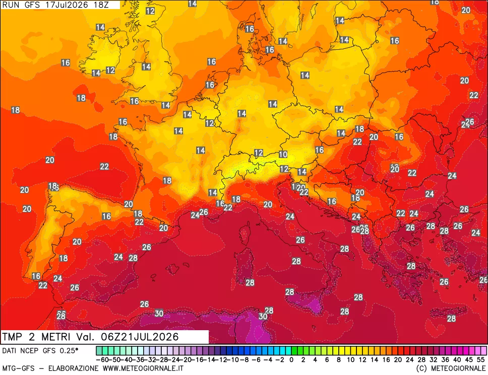 mappa Temp 2 metri
