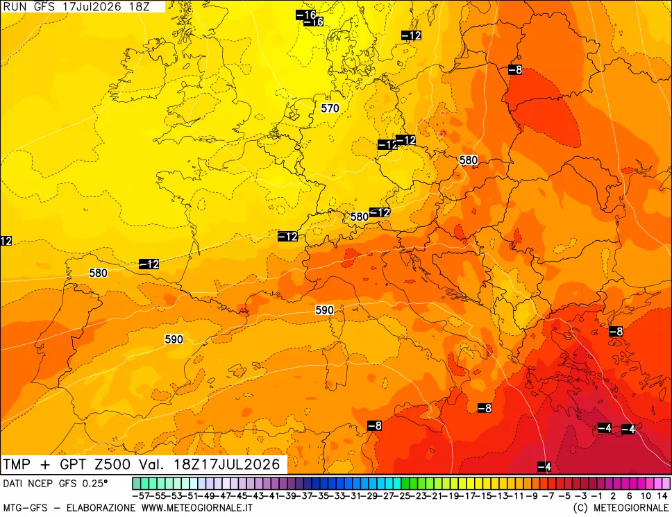 mappa 500 hPa Temp + GPT