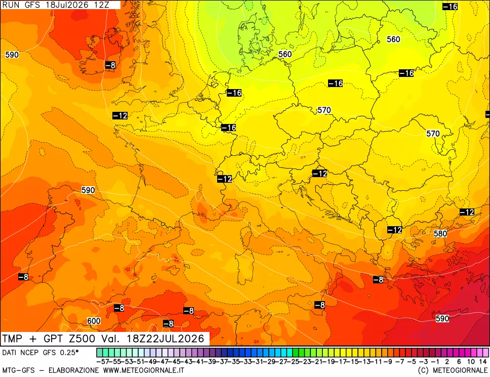 mappa 500 hPa Temp + GPT