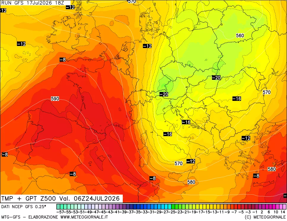 mappa 500 hPa Temp + GPT