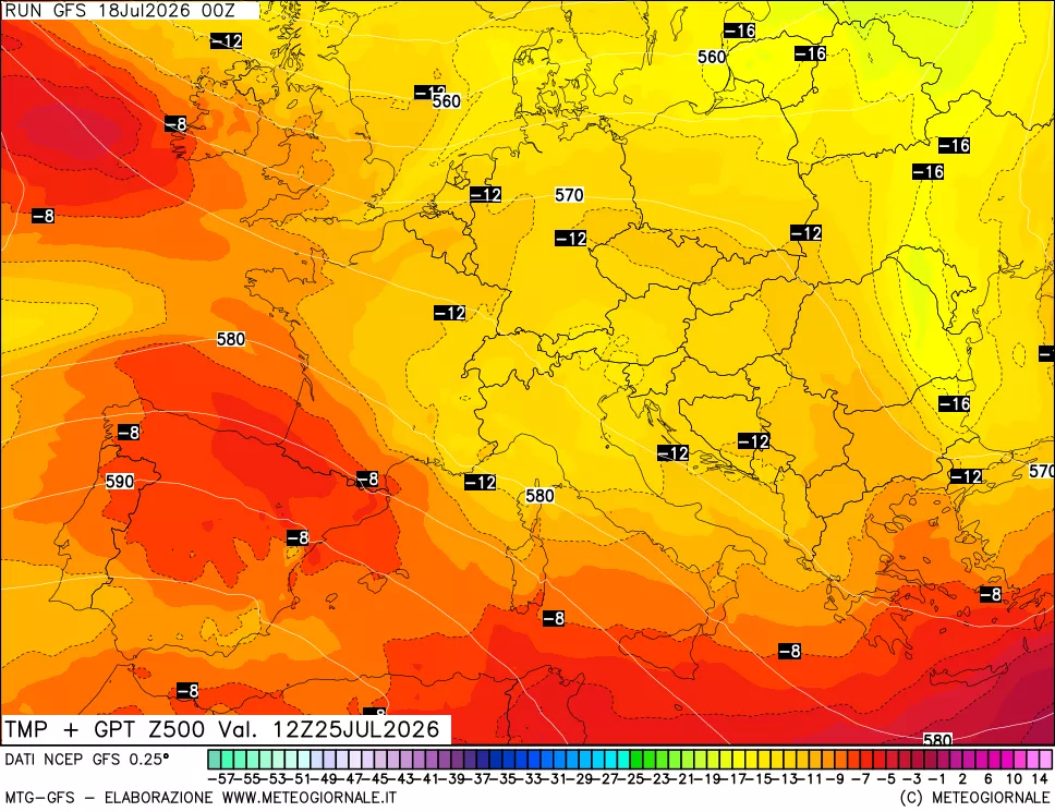 mappa 500 hPa Temp + GPT