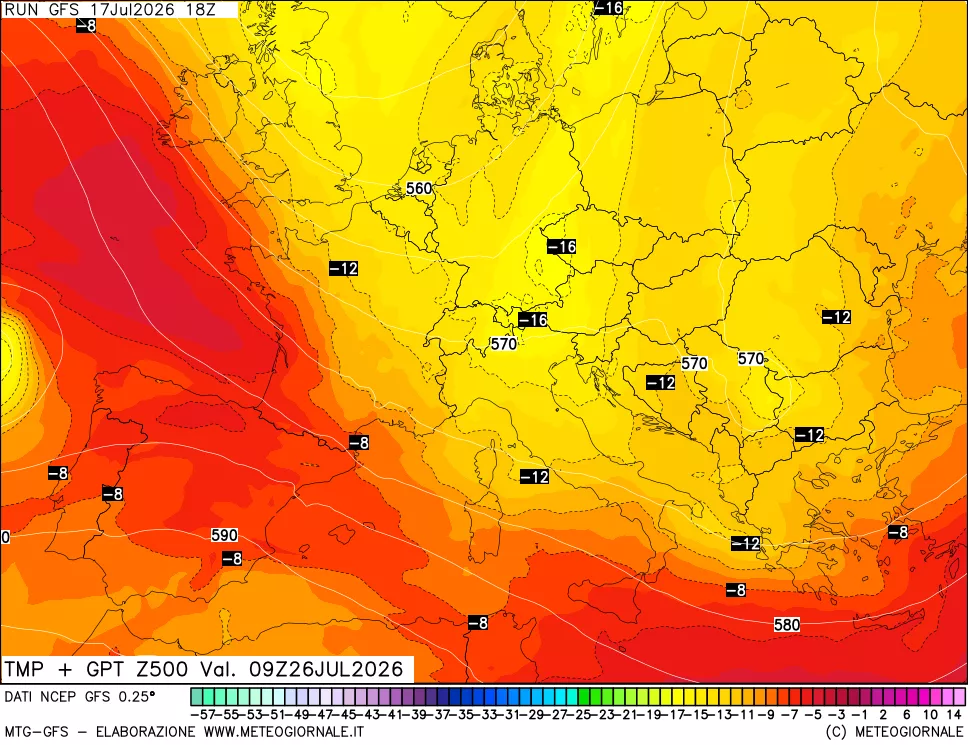 mappa 500 hPa Temp + GPT