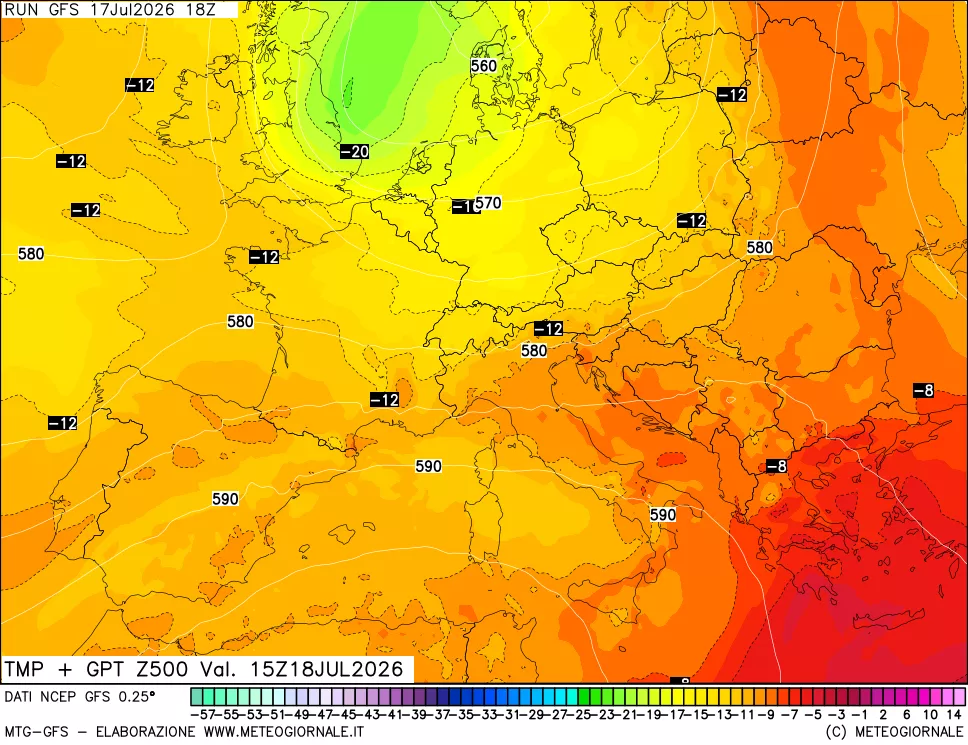 mappa 500 hPa Temp + GPT