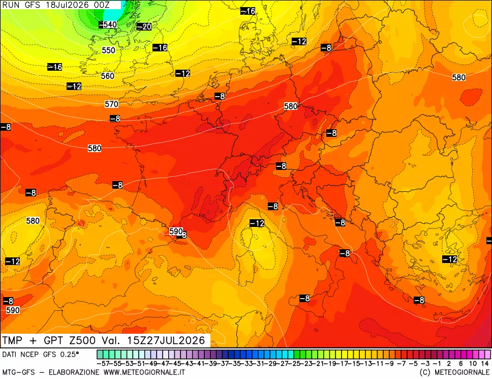 mappa 500 hPa Temp + GPT