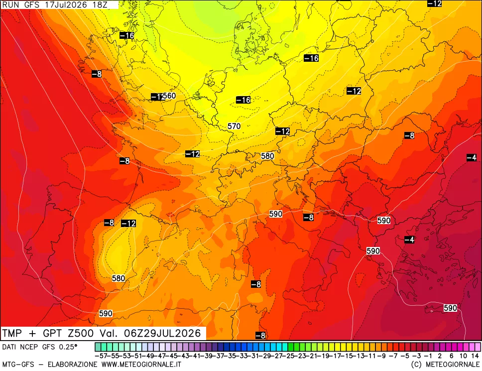 mappa 500 hPa Temp + GPT