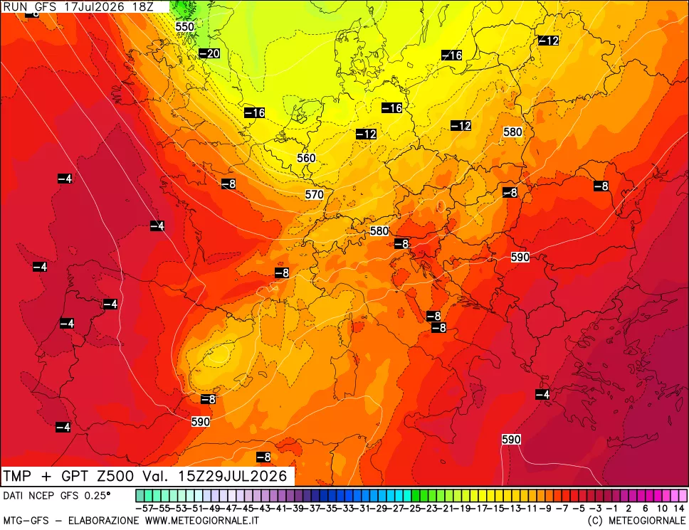 mappa 500 hPa Temp + GPT