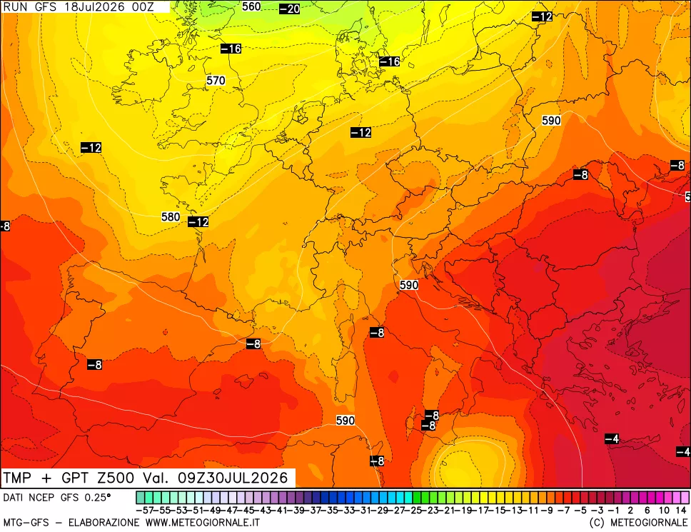 mappa 500 hPa Temp + GPT