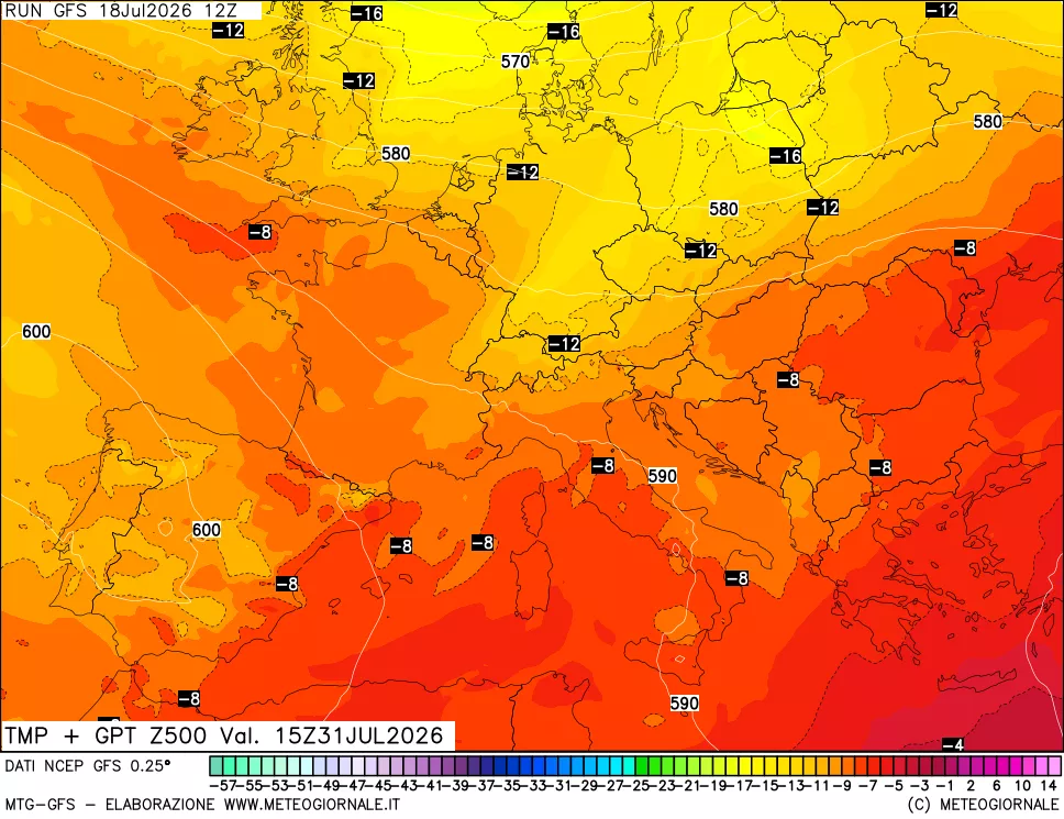 mappa 500 hPa Temp + GPT